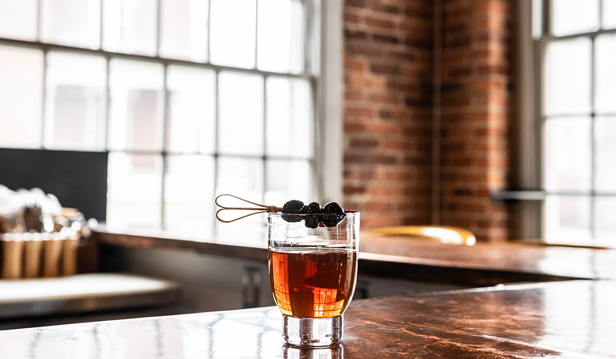 Manchester Tumbler, Small on The Mill Bar top