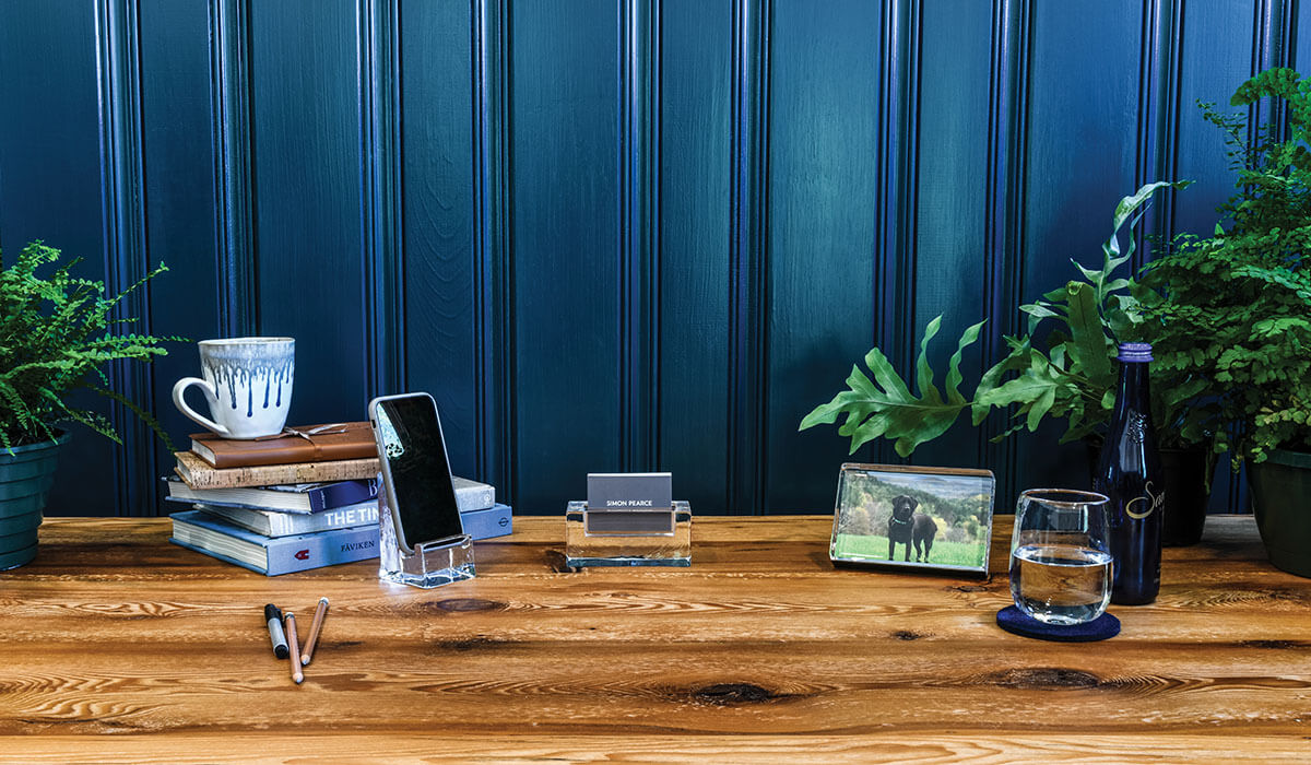 Office gifts including Woodbury Phone Holder, Horizontal Photo Block + Woodbury Cardholder