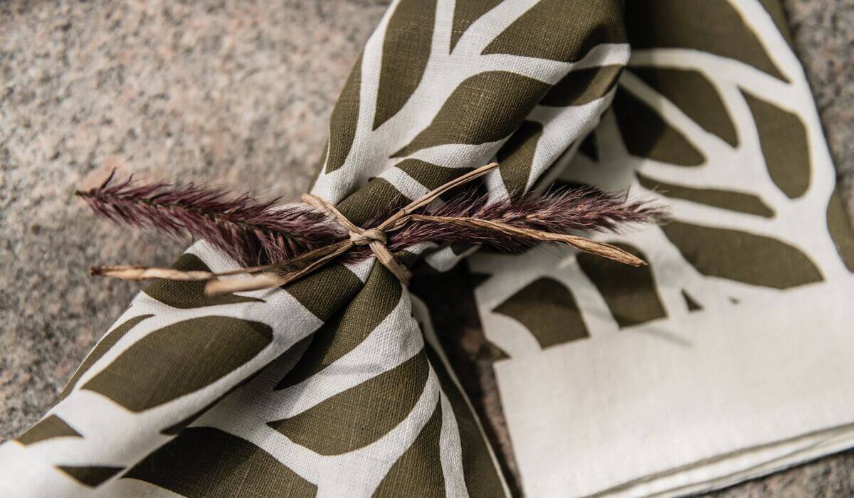 Olive Leaf block napkin