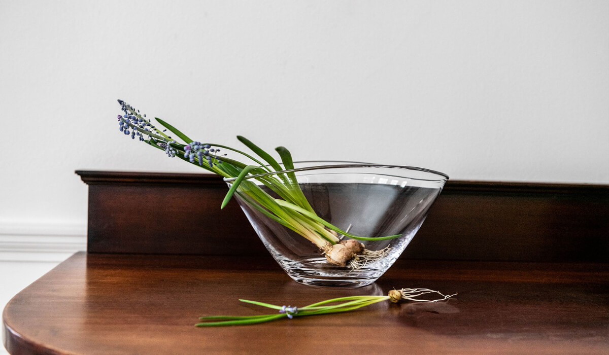 barre bowl filled with flower stems