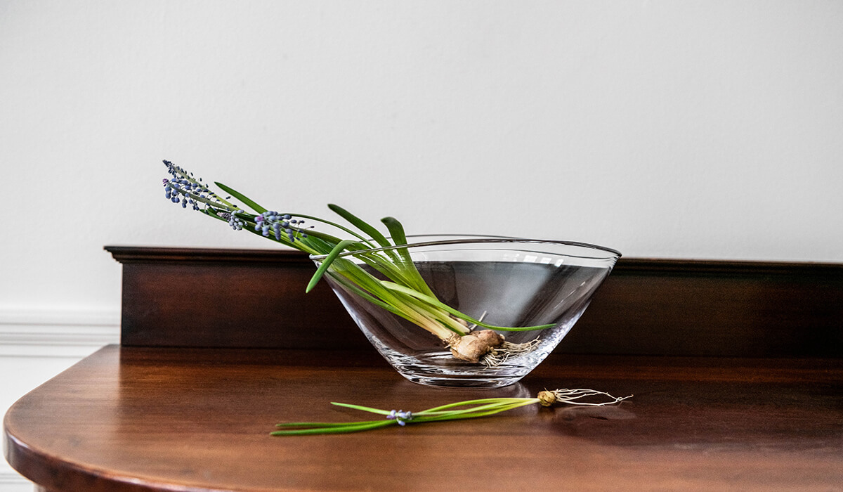 barre bowl filled with flower stems