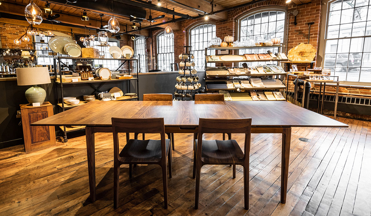 Copeland Lisse Table and Chairs in the Simon Pearce Quechee retail store